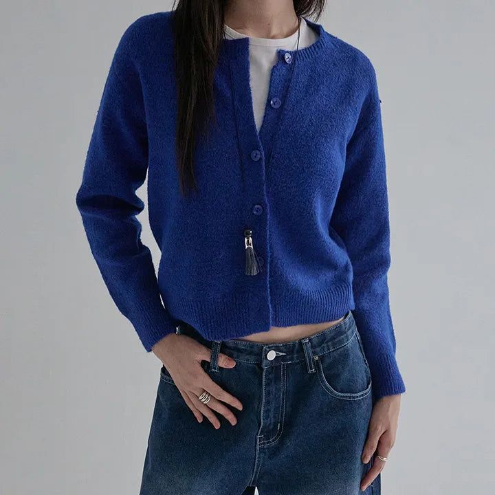 [Paroti] Round-Button Long-Sleeve Cardigan - 5 Colors