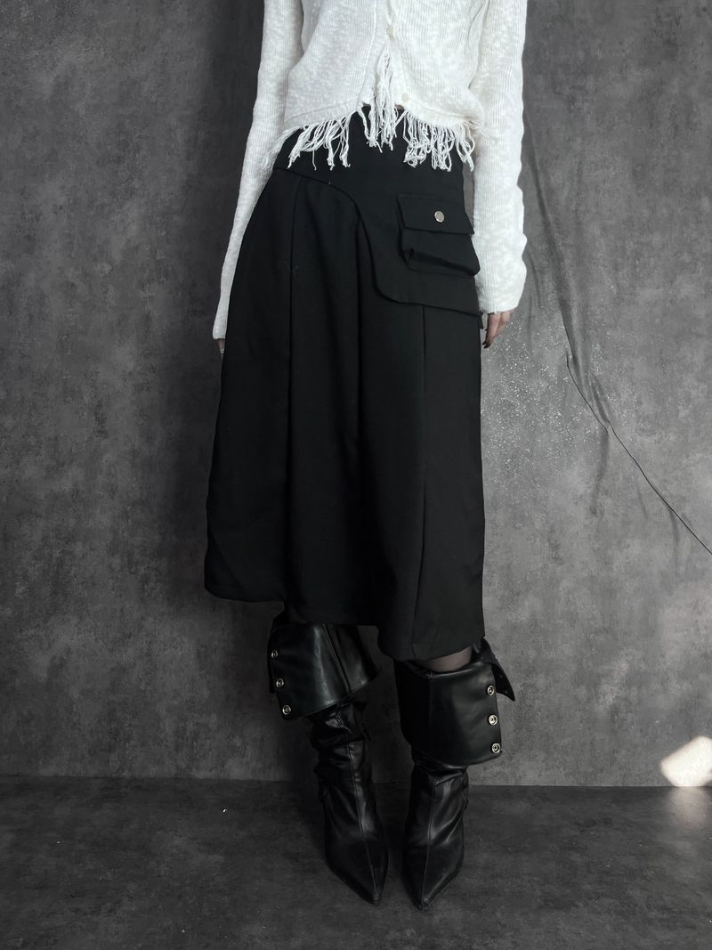 wrap pocket set midi skirt