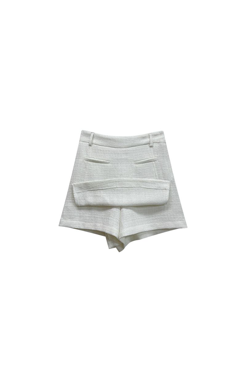AGLOW TWEED SKIRT PANTS / WHITE