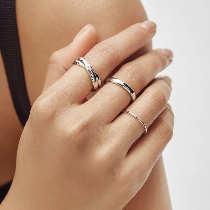 Cross Double 925 Silver +Rhodium Plating Ring R061-06H