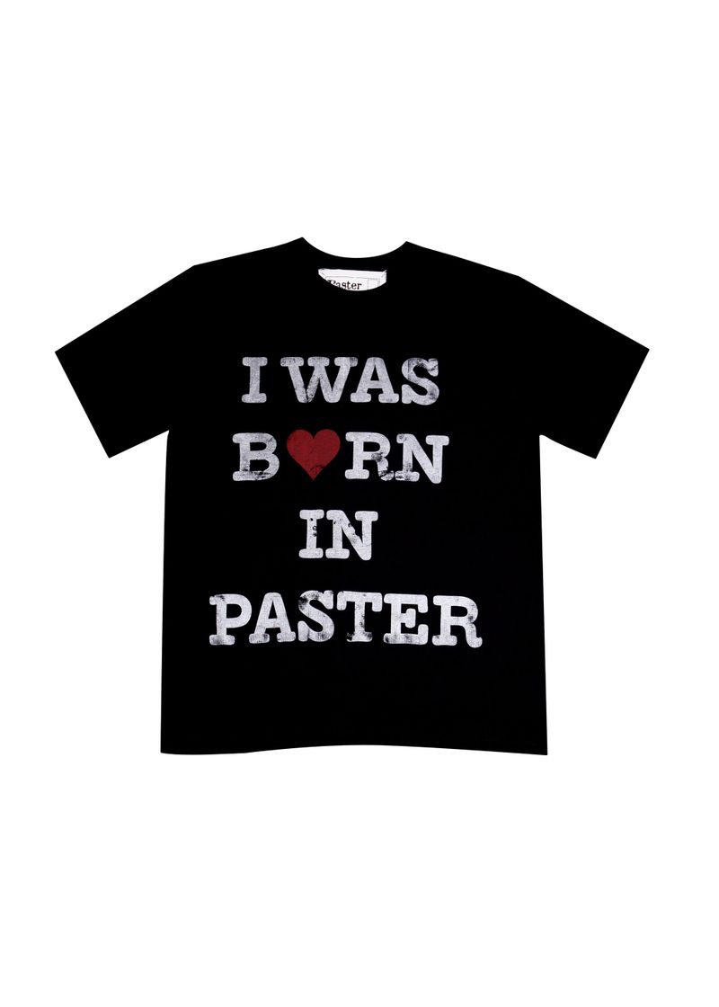 PASTER（ペースター）の「アイワズボーンインメンズTシャツ、ブラック（トップス）」