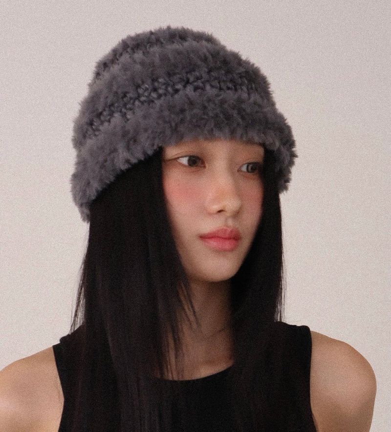 mix fur hat (gray)