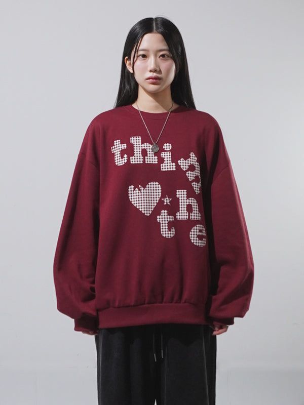 Checker Heart Overfit Sweatshirt