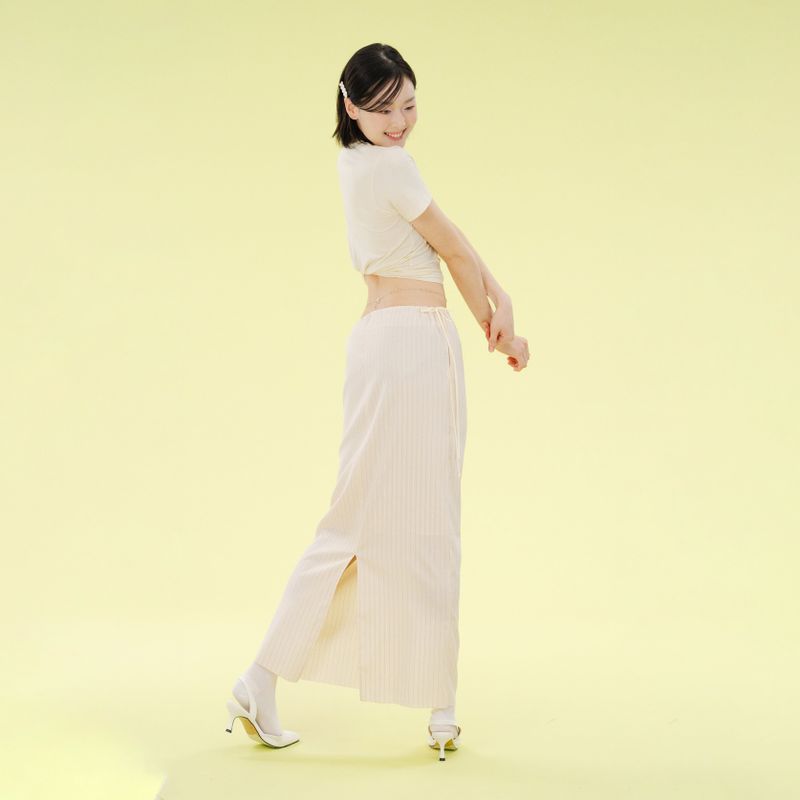 Rain stripe skirt (cream)