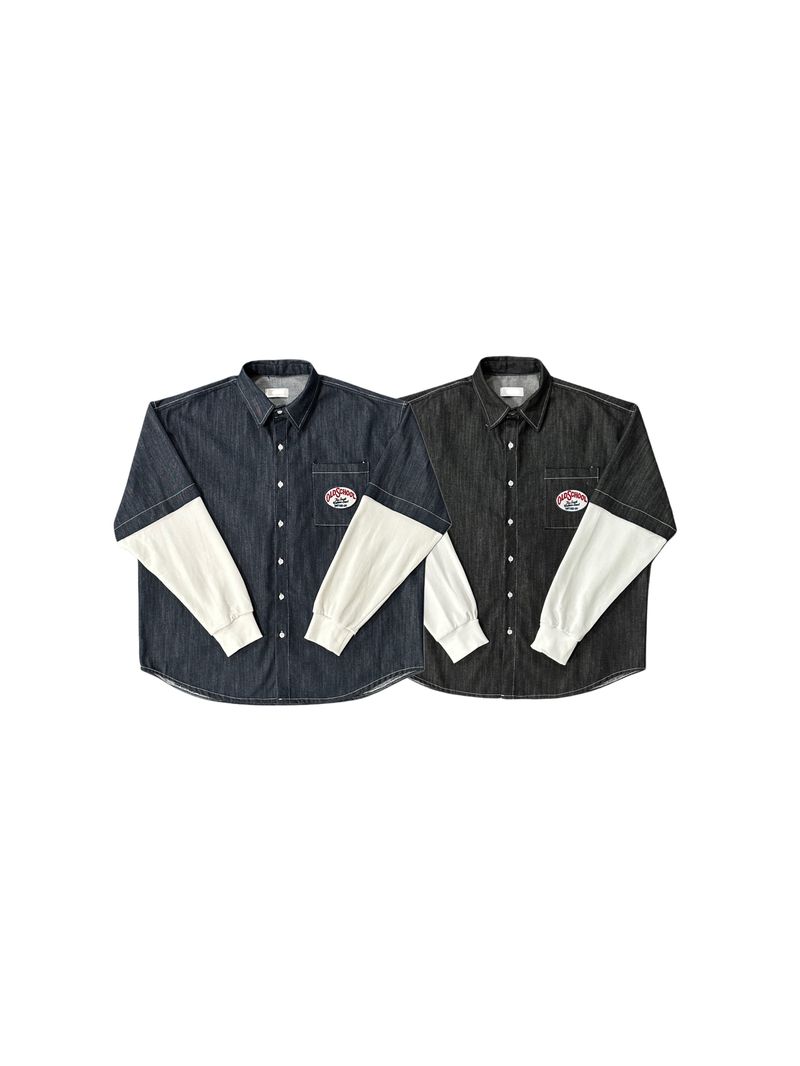 old patch layered shirt (2color)