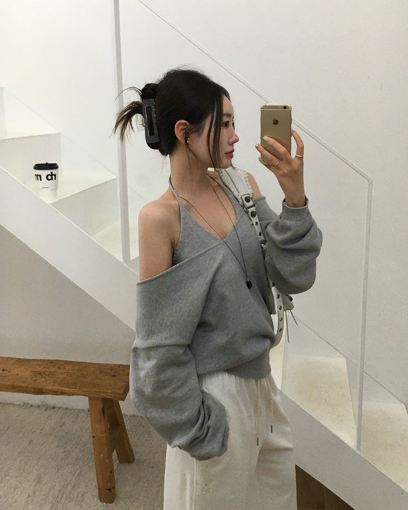 V-Neck Knit & Tank Top Set
