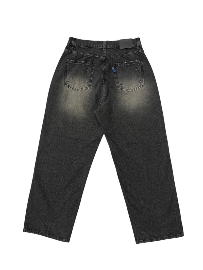 Rustic Black Denim Wide Pants (XS, S, M, L)