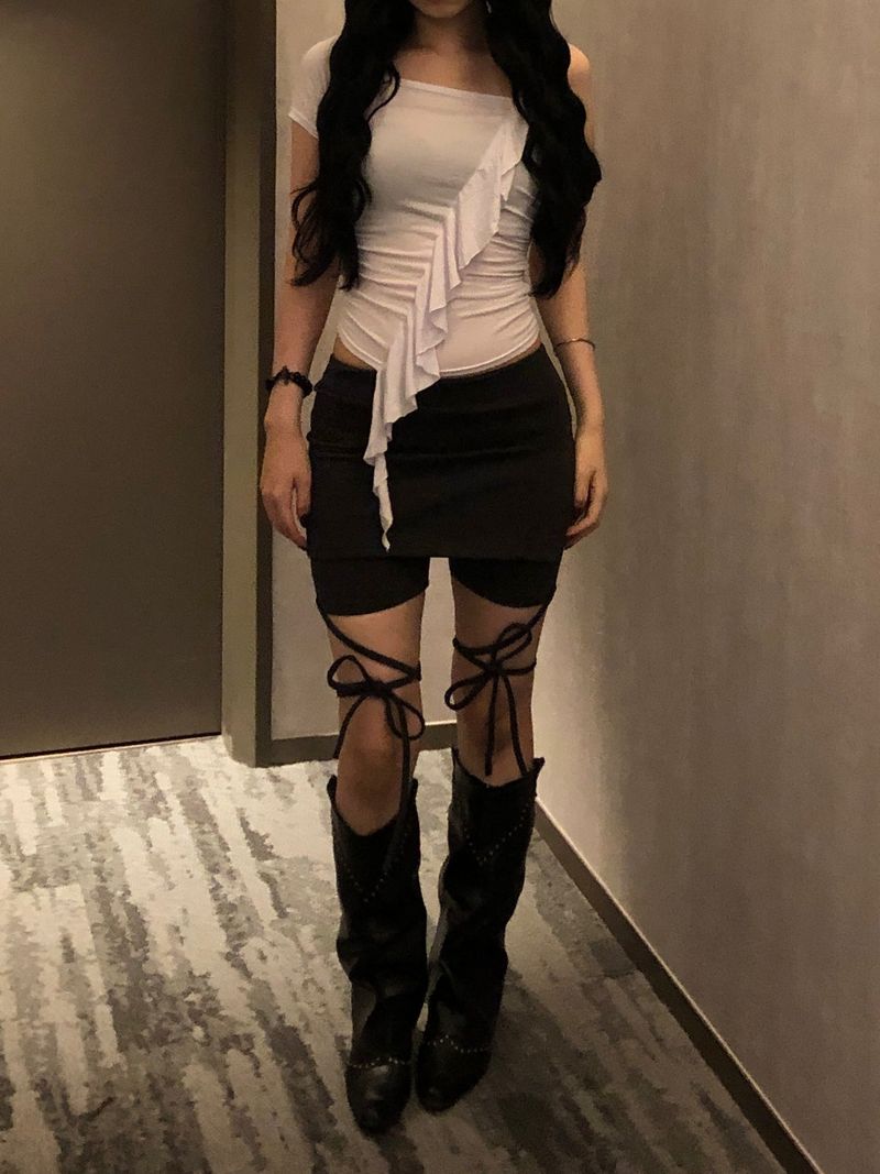Ribbon Strap Skirt Pants