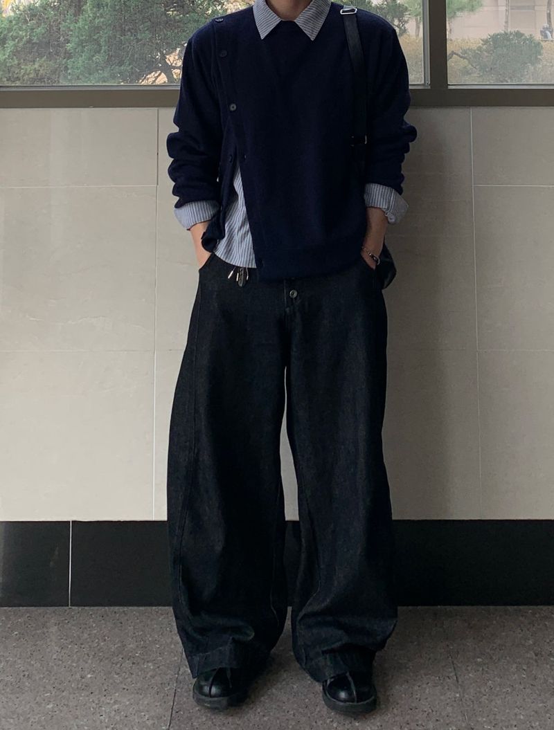 Mensfloor（メンズフロア）の「Oblique Slash Button Knit（Tops）」