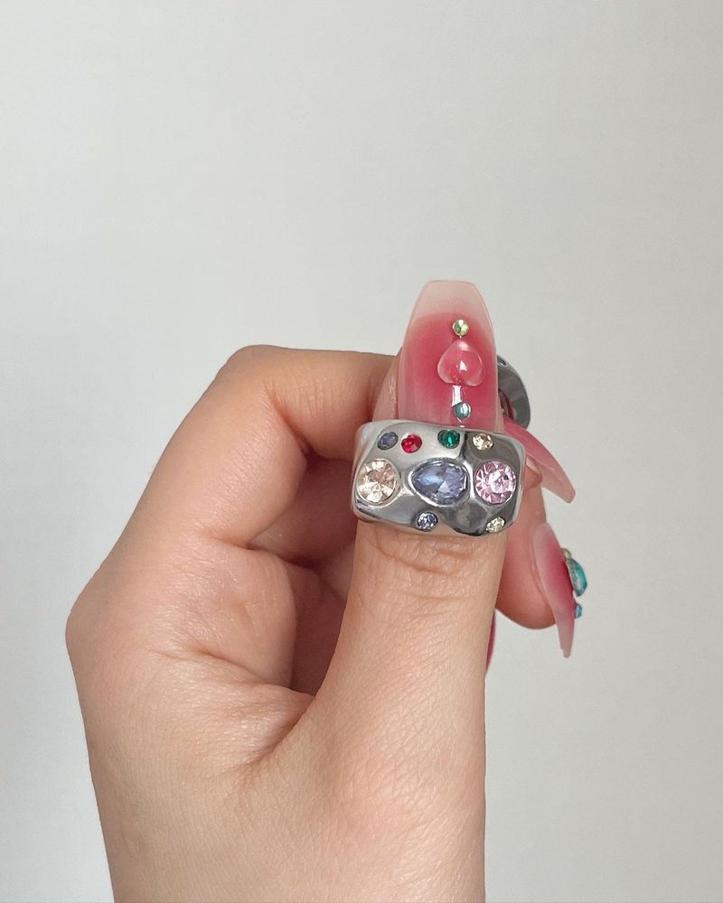 [aespa/Nmixx/Wooah/TNX] Silver gemstone ring_2