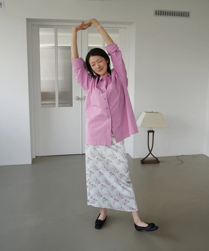Cotton Roll-up Oversized Shirts - Pink