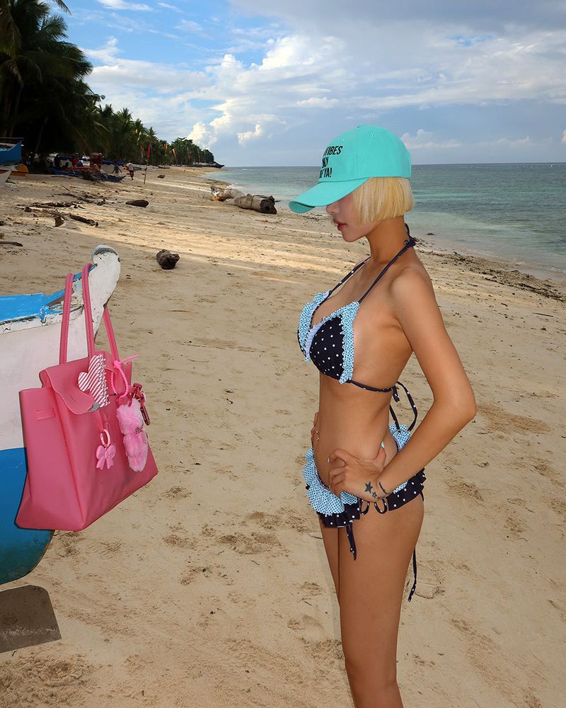 Mint chocolate dot frill bikini