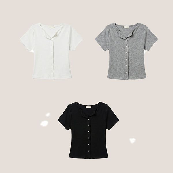 Button Short Sleeve Cardigan (3 colors) 