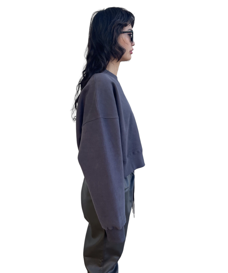 プリントクロップドスウェット/Print Cropped Sweat-CHARCOAL