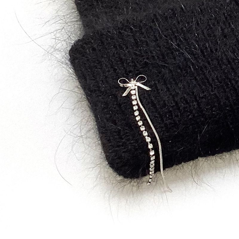 Ribbon Chain Angora Beanie [Black]