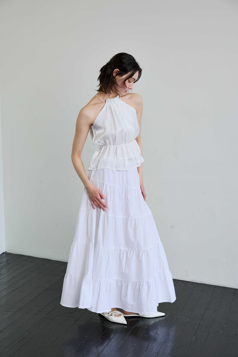 PEARL HALTERNECK TOP / WHITE