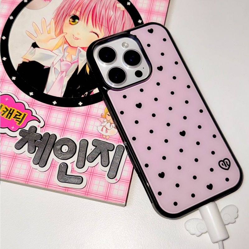holypeachproject（ホリーピーチプロジェクト）の「[MADE] s ♥ dot. (pink) glass bumper iPhone case（Smartphone Accessories）」