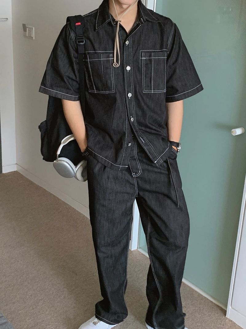Tension Crush Linen Half Denim Jacket (2color)