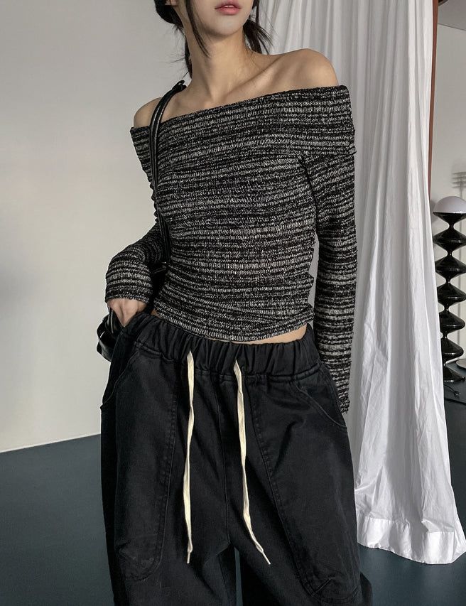 Sein Bokashi Off Shoulder Knit