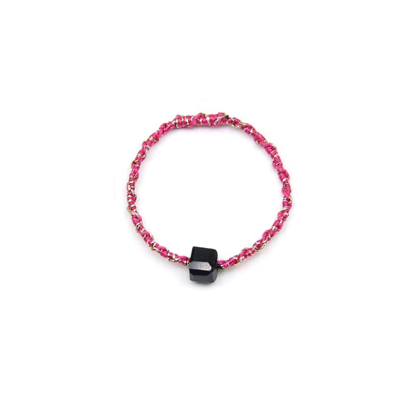 菊 Cube Crystal Ring 07.Pink&Gold
