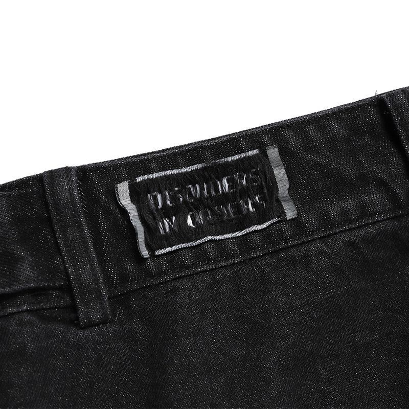 WASHED DENIM WIDE CARGO PANTS
