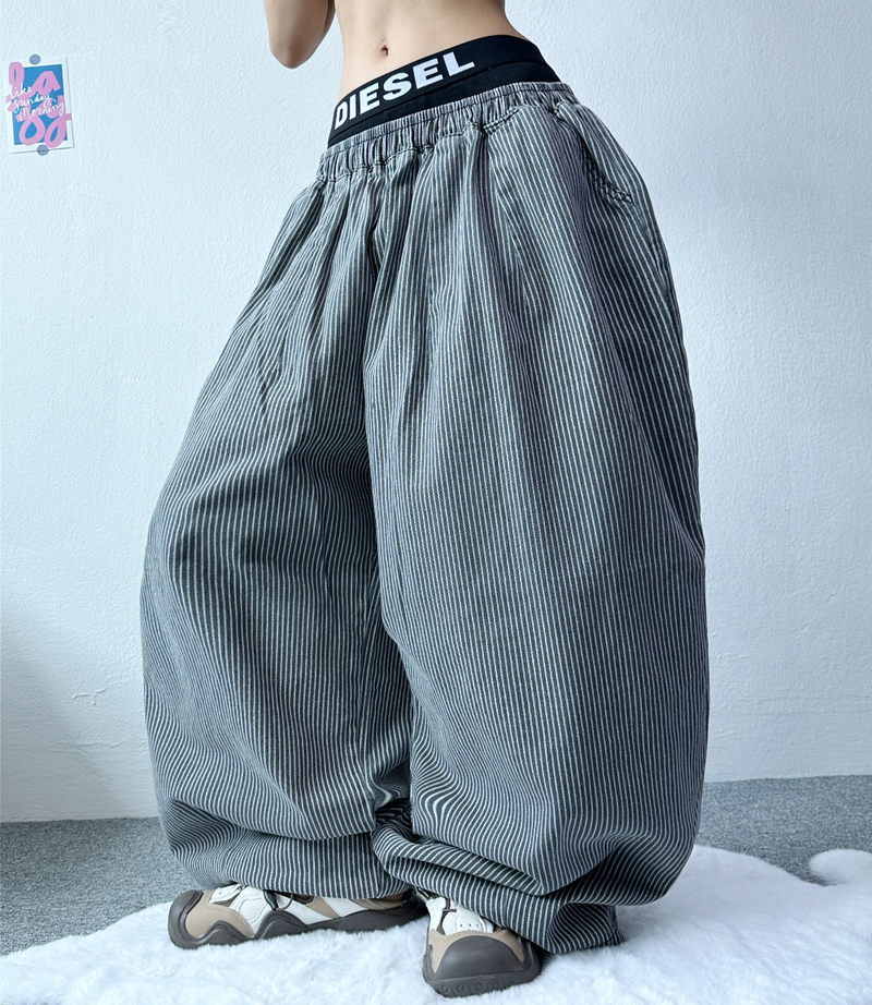 STRIPE BALLOON PANTS🩶💙 - 2 COLORS