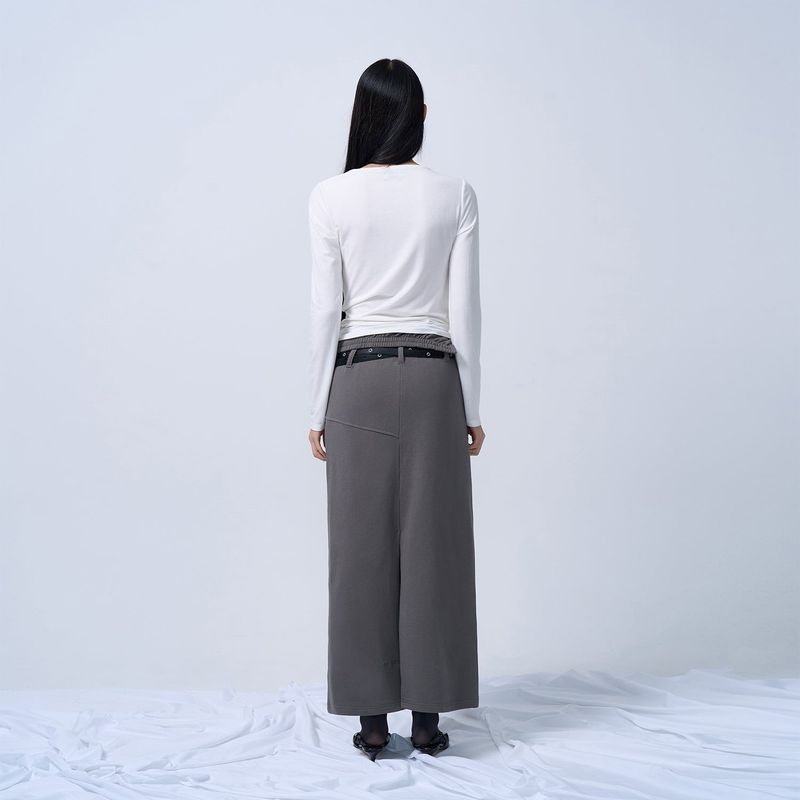 TWIST DRAPE LONG SLEEVE TOP (WHITE)