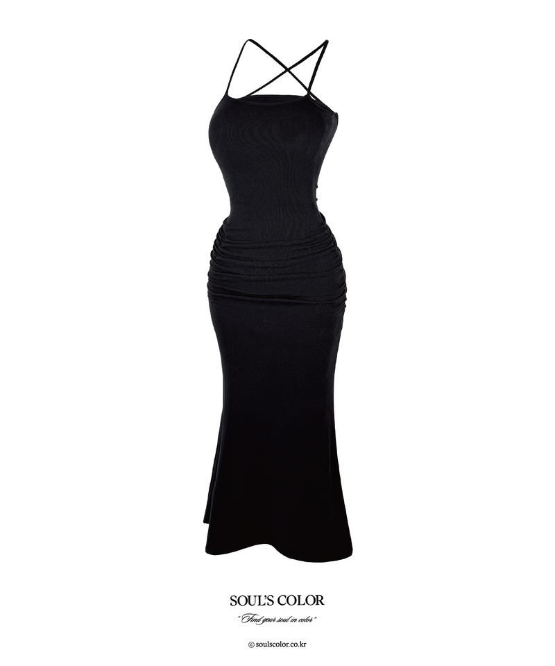 Aria Cross Strap Shirring Maxi OPS