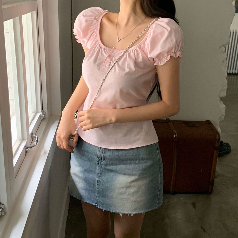 [MADE] Brie, short-sleeved balloon puff blouse