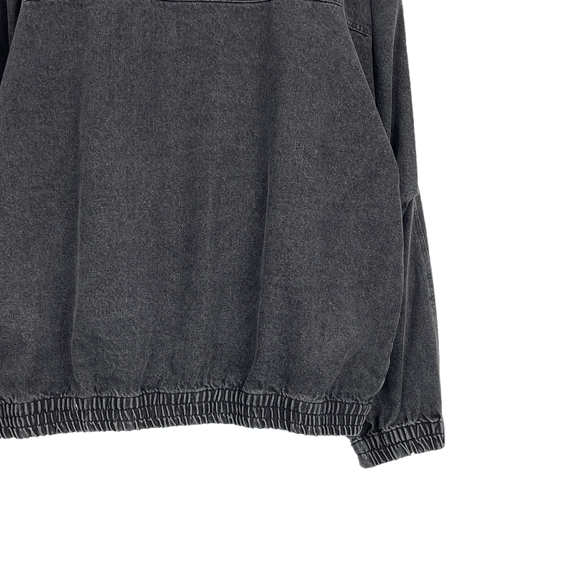 denim curved pocket jumper