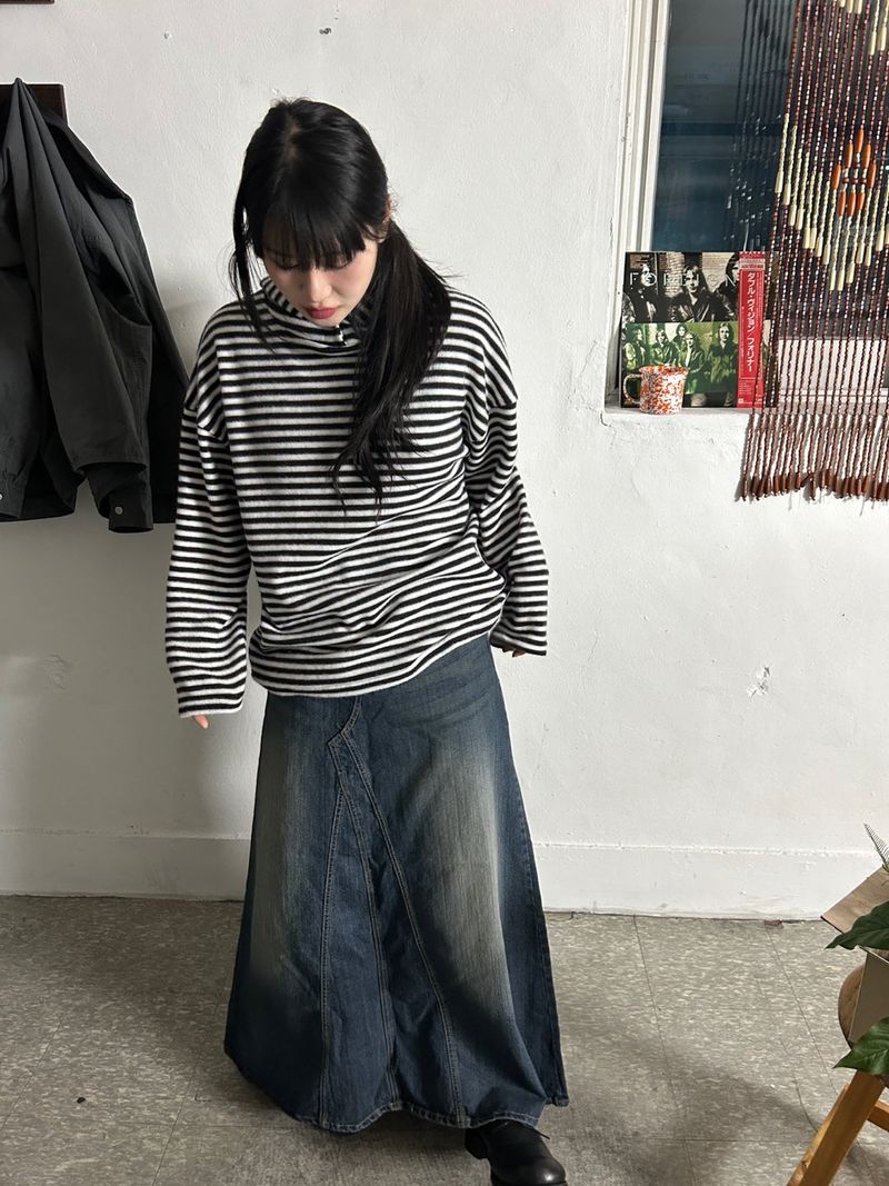 (2colors) bijou maxlong denim skirt