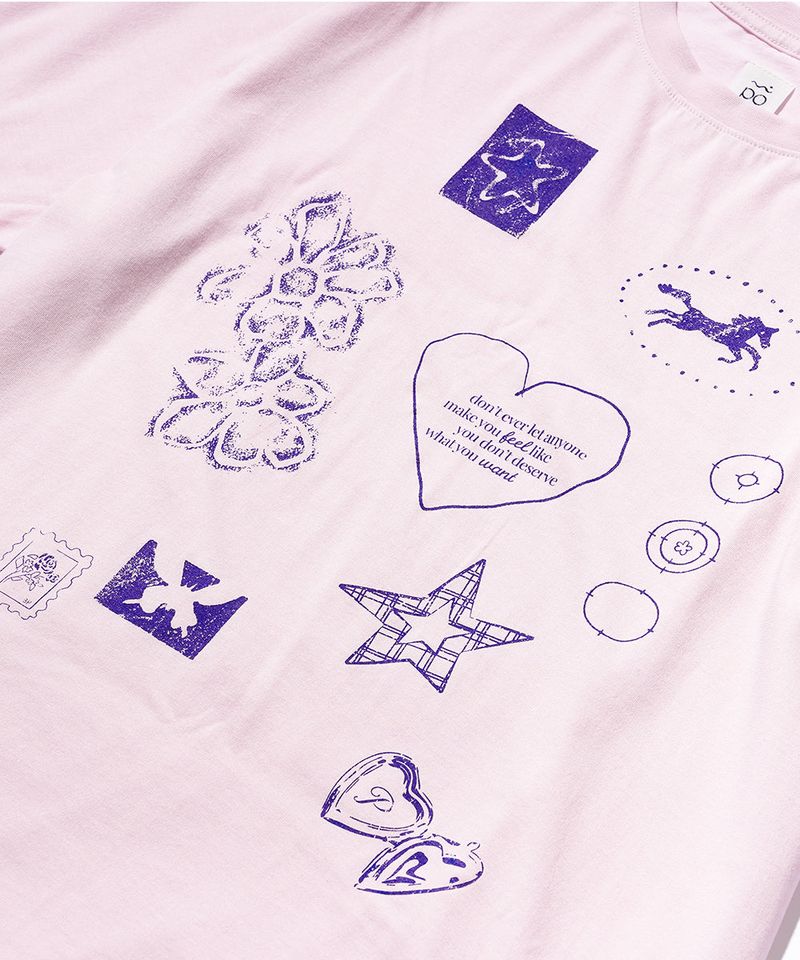 Drawing Diary Oversized T-shirt - Pink