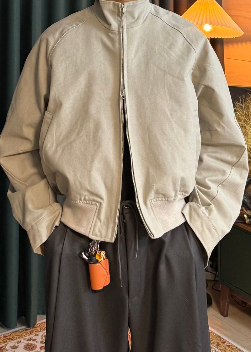 High-neck cropped jacket 3COLOR
