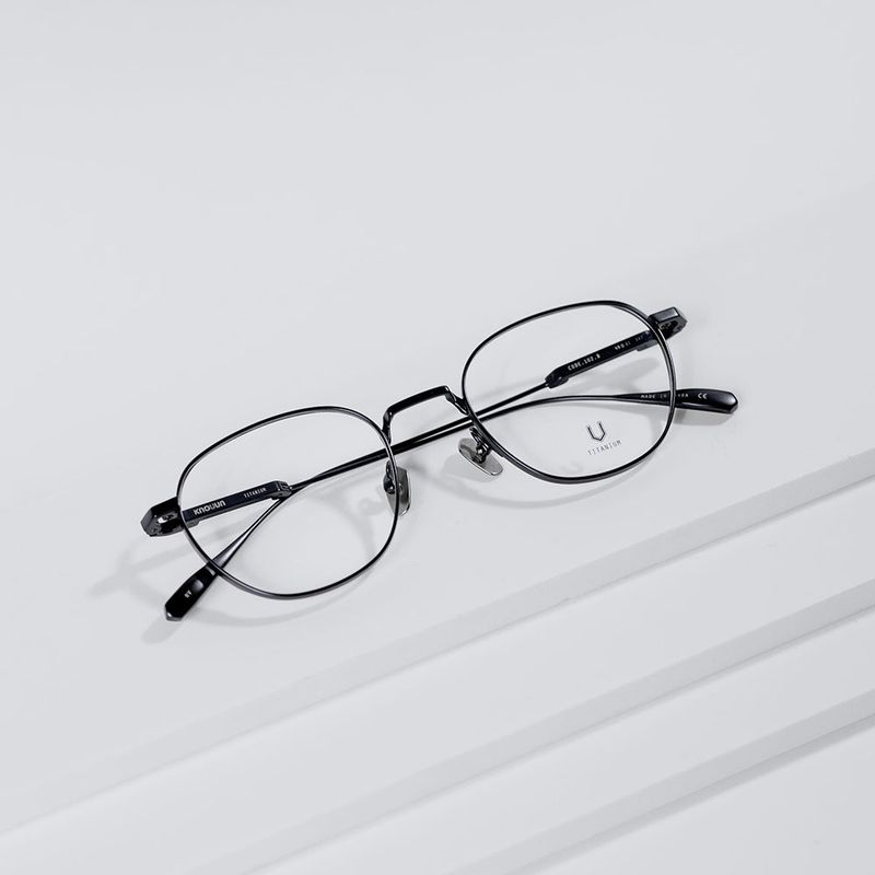 Knouun Round titanium glasses CODE. 102. B Navy