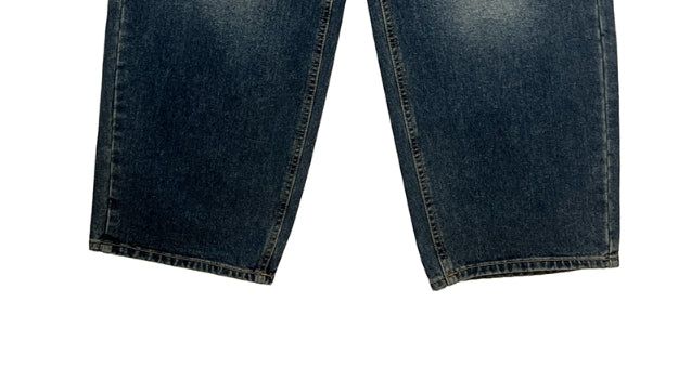 Hins Brushed Washing Denim Wide Pants