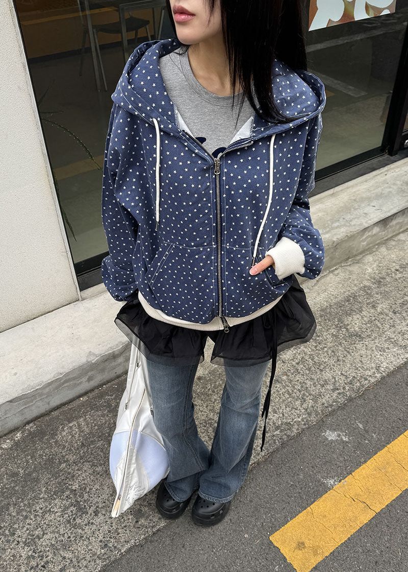 STAR PIGMENT HOOD ZIP-UP