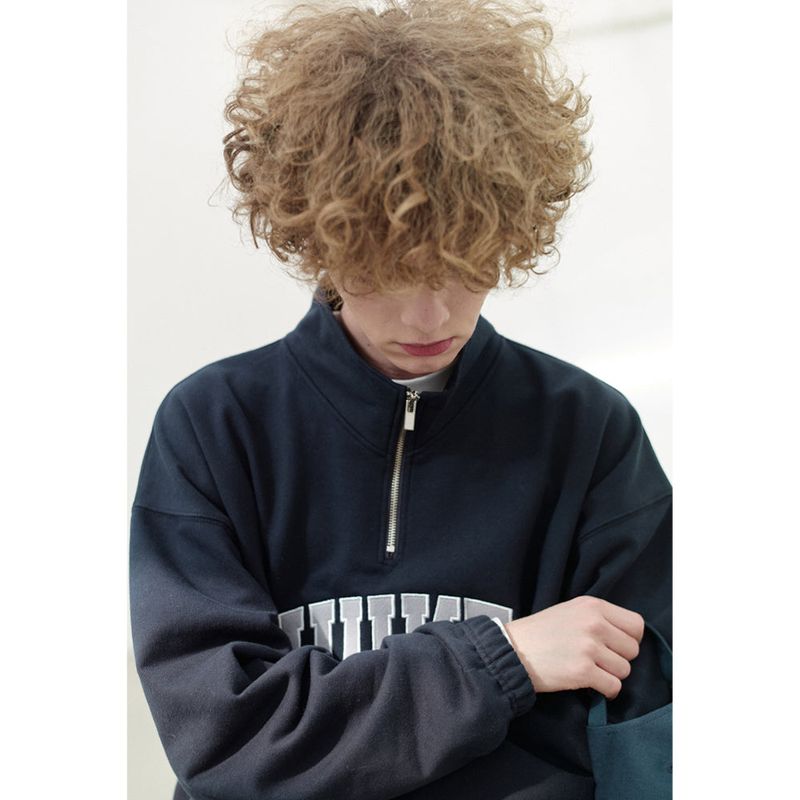 HUKE ロゴ ブラック ハーフ ジップアップ MTM