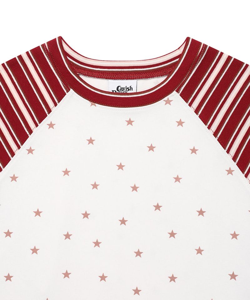 STRIPED STAR RAGLAN LS TEE WHITE(CV2GSFT550A)