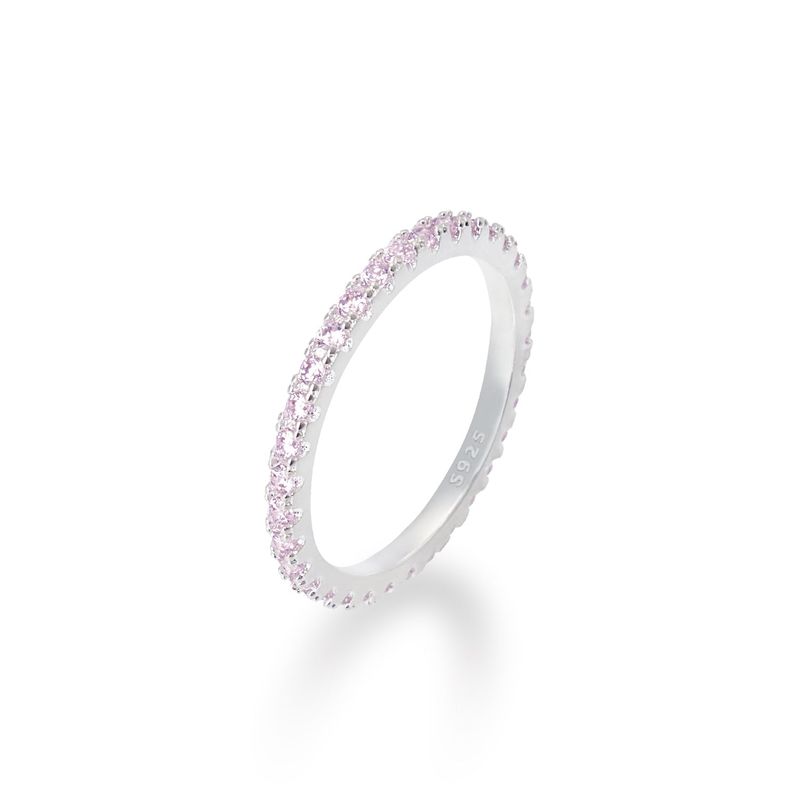 [S925] 2MM Pink Tennis Rilng (silver)