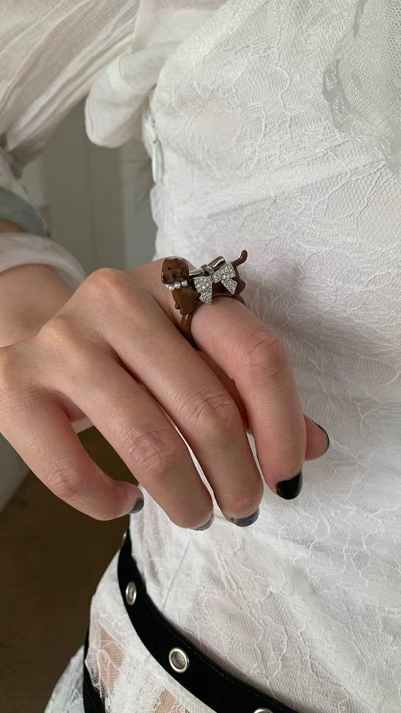 Dachshund metal ring(2color)
