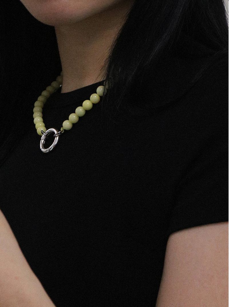 [MADE] Capsule02 Silver Open Pendant Gemstone Necklace _Yellow