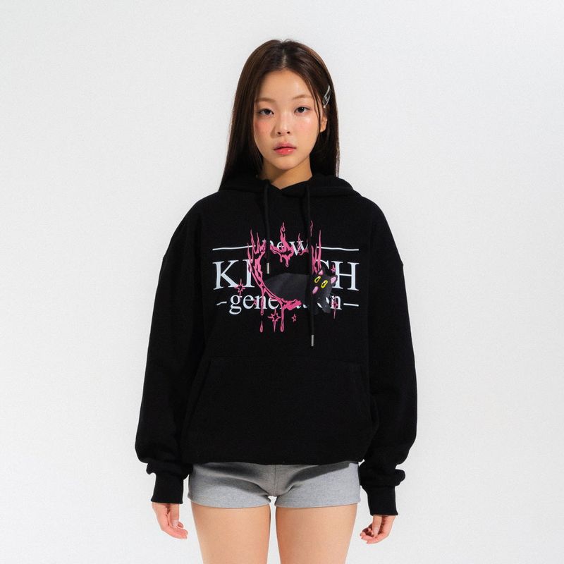 NEWKITSCH(ニューキッチジェネレーション)の「MELTING LOGO HOOD TEE-BLACK(Tops)」