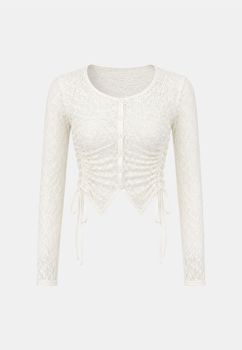 Eline Lace Shirring Cardigan