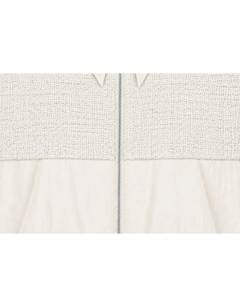 [PRE-FALL] Flora Tweed Layered Ribbon High-Neck String Windbreaker Ivory