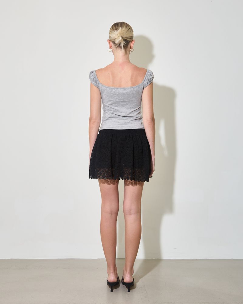 OFF SHOULDER SHIRRING TOP / MELANGE
