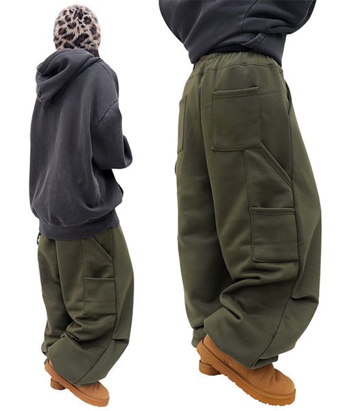 Wide Fleece-Lined Carpenter Pants