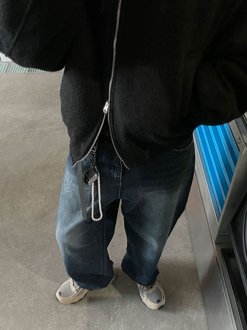 ワイリーディープブルーワイドデニムパンツ