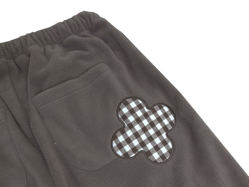 Check folding fleece pants / cocoa