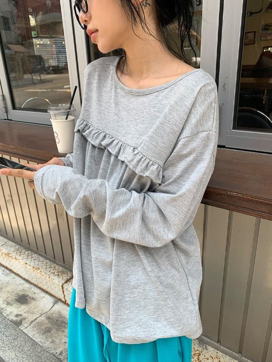26FW★ [BAONHAUS] Koiren Frill Long Sleeve Tee