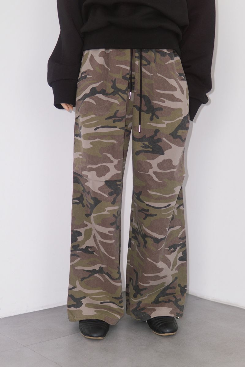 camo casual banding straight pants